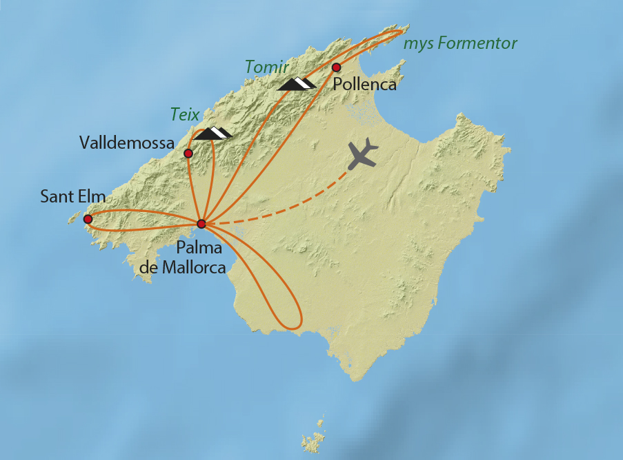 Mapa trasy zájezdu Báječná Mallorca