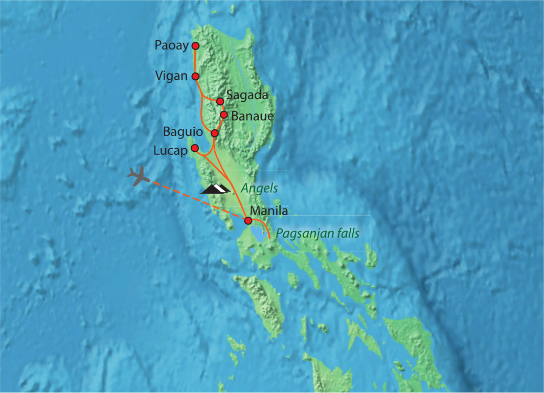 Mapa trasy zájezdu Pohodový Luzon