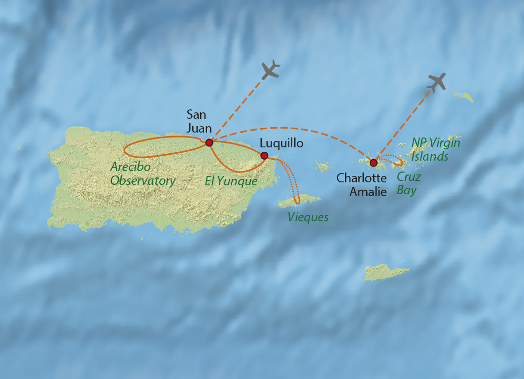 Mapa trasy zájezdu Pohodový Karibik