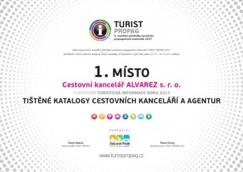 Diplom Turistpropag - Tištěné katalogy cestovních kanceláří a agentur - 1. místo 2017